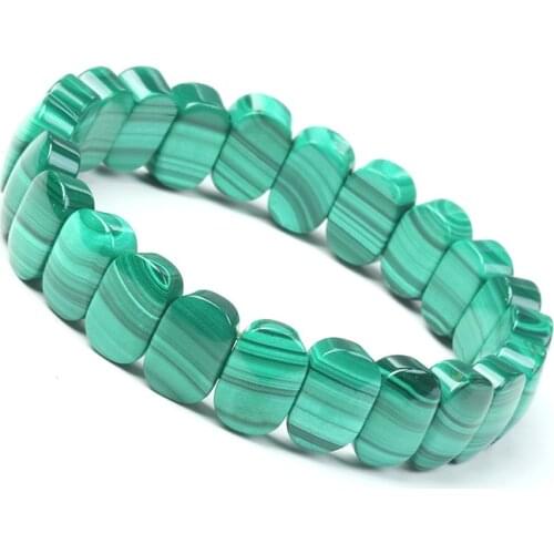 Genuine Natural Green Malachite Chrysocolla Gemstone Rectangle Beads Bracelet 12x9mm Women Men Fashion Malachite Green AAAAAA