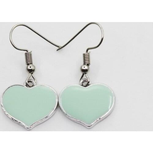 New Arrival 5pair/lot Light Blue Heart Earring Peach Heart Dangle Earrings Charms Fashion Pendientes DIY Jewelry Charms