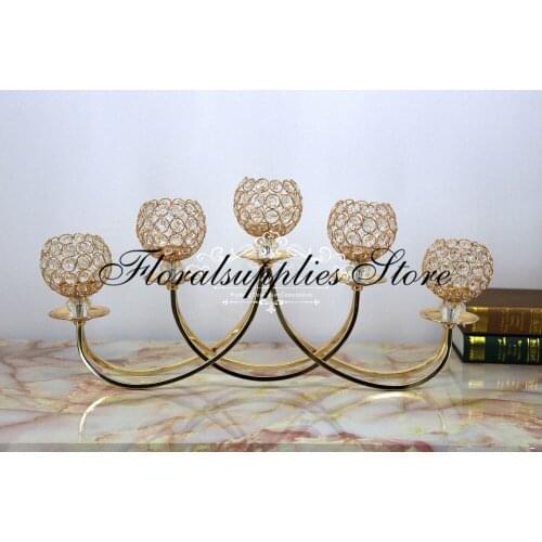 New product 5 Arm Crystal Candelabra Metal Candle Holder Wedding Decoration Anniversary Event Decorative Candlestick