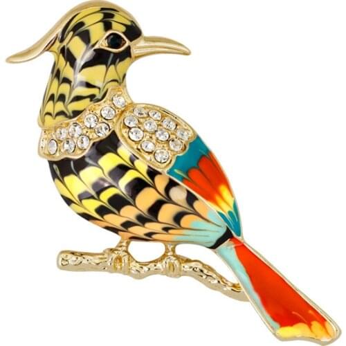 OneckOha Colorful Bird Brooches Rhinestone Parrot Magpie Animal Pin Hot Selling Brooch