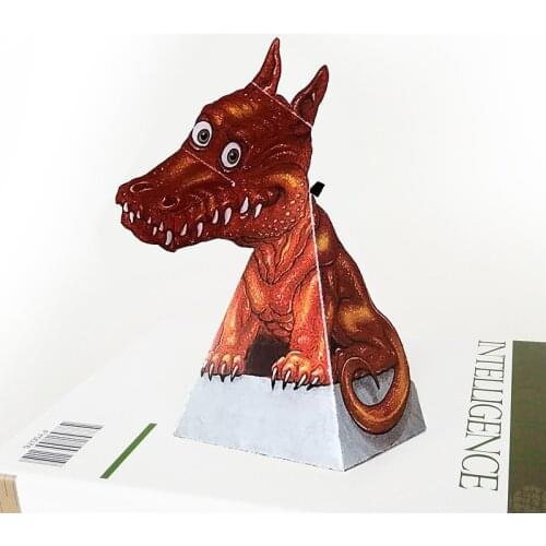 Optical Illusions Red Dragon Ornaments Folding Cute Mini 3D Paper Model Papercraft DIY Kids Adult Handmade Craft Toys ER-066