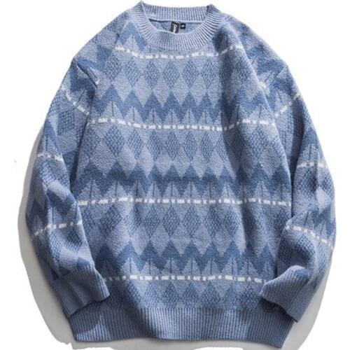 Hip Hop Harajuku Striped Sweater 2021 Winter New Vintage Clothes Pullovers Knitted Sweater Loose Pullover Knit Tops Streetwear