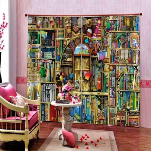 Custom Any Size Curtains Modern Cartoon Bookshelf Colorful balloons Window Curtain Blackout Living room bedroom indoor Decor