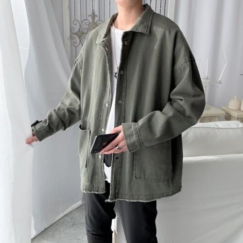 Tide Brand Ins Loose Solid Color Functional Tooling Jacket Male Spring and Autumn Trend Korean Retro Bf Top Jacket for Men