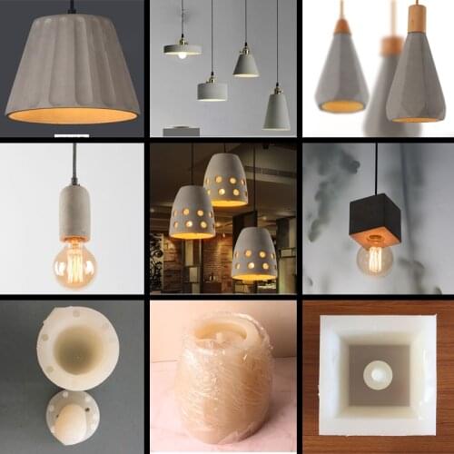 Straight cylinder cement chandelier lampshade silicone mold restaurant bar concrete gypsum resin pendent lamp handicraft mold