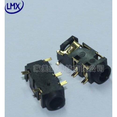 30pcs/lot PJ-327A earphone jack female socket audio jack black overgild 5Pins