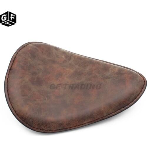Motorcycle Retro Brown PU Leather Cafe Racer Solo Seat for Harley Custom Chopper Bobber Honda CG125 Yamaha Leather Saddle Seat