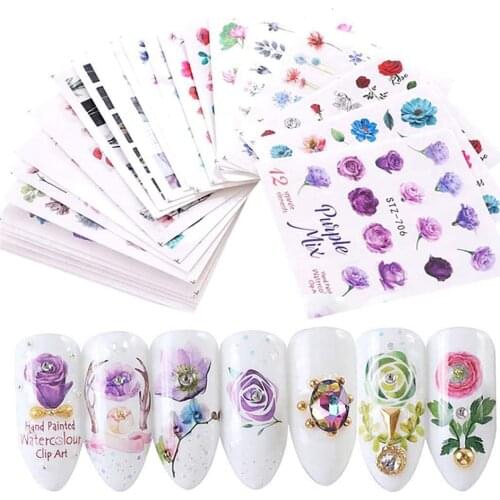 3D Nail Art Stickers Flower Water Transfer Nail Sticker Decals Beauty Decoration Designs DIY Tattoo Tip Nail Art Decoration