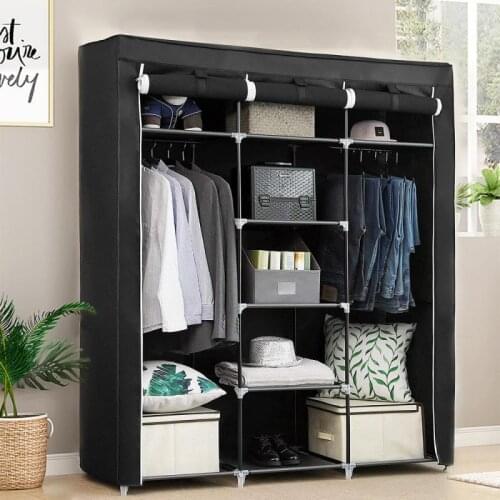 Wardrobe Fabric Folding Wardrobe Clothes Shelves Storing Things Rack Easy Assembly Dustproof Cloth Storage Rack Space-saving HWC