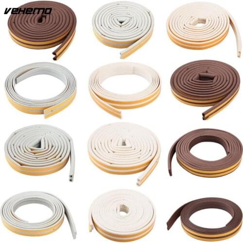 Vehemo 1Pc 5M E/D/I/P Type Foam Draught Excluder Self Adhesive Seal Strips Window Door Seal Strip For Home Door Car Accessories