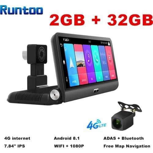 Car Dashboard Camera Video Recorders WIFI ADAS 4G Android 8.1 7.84" IPS Touch Screen Smart Dash Cam Front and Rear Retrovisor