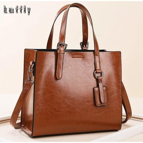 NEW Vintage Oil Wax PU Leather Women Hand Bag Designers Luxury Handbags Women Shoulder Bags Female Top-handle Bags Brand Handbag