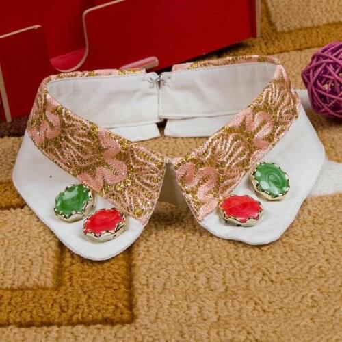 Embroiedery Crystal Stone Sewing Shirt Fake Collar Handmade RhinestoneSweater Temperament Collar Refined Wild Decorative Necktie