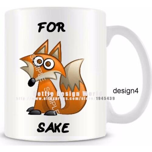 For fox sake funny novelty travel mug Ceramic white coffee tea cup custome personalized Birthday Christmas gifts free shipping
