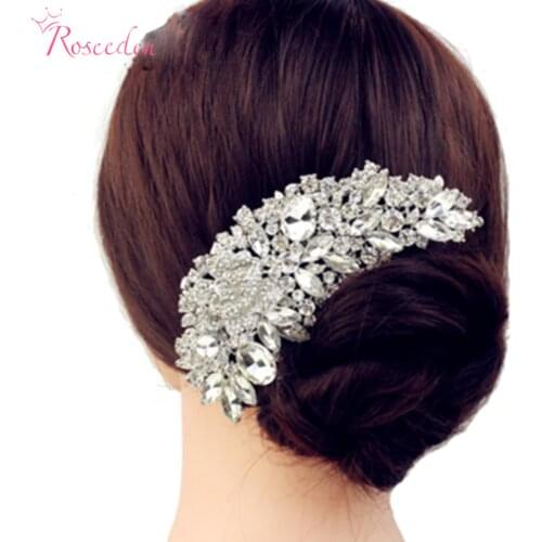 New Luxury Bridal Wedding Flower Crystal Rhinestone Hair Clip Comb Pin Drops Alloy Bridesmaid wedding Accessories Jewelry RE245