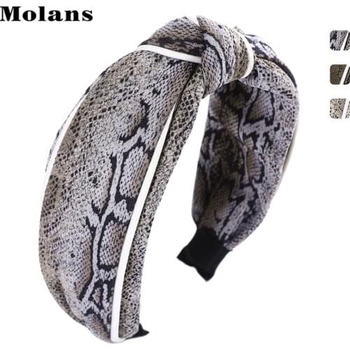 MOLANS Snake Printing Knotted Headband Center Knot Wide Hair Bands Women Fashion Autumn Hair Hoop Bezel Hair Accessories 2019