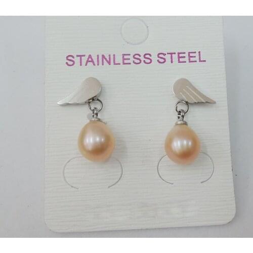High quality top fashion 100% nature freshwater AAA+ pearl earring with 100% stainless steel earring hook -anti-allerge earring
