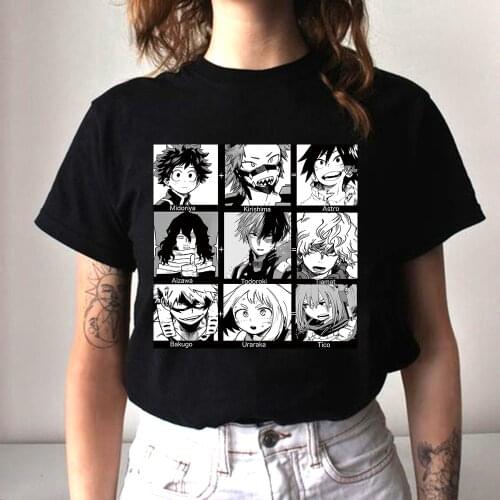 Women T-shirt Tops Kawaii My Hero Academia Tshirt Bakugou Shoto Todoroki Crew Neck Fitted Soft Anime Manga Tee Shirt Clothes