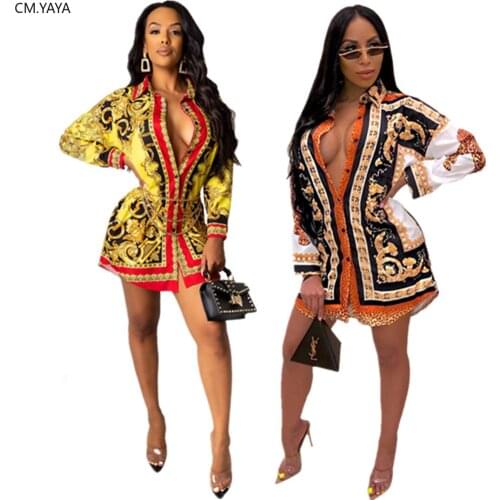 GL Autumn Women winter Bodycon Mini dress Loose Sexy National Print Button Casual club night party bandage Shirt dresses p8437