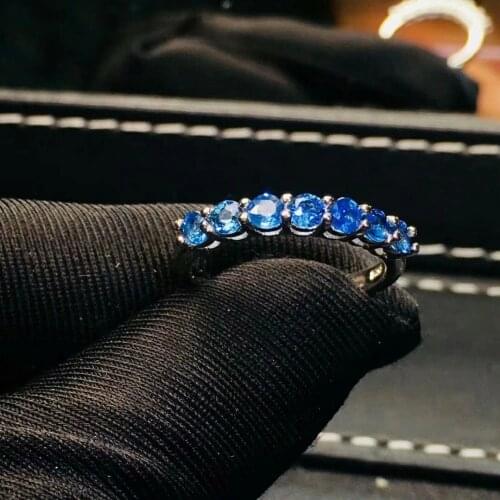 Shilovem 925 silver sterling real Natural sapphire Rings fine Jewelry party Customizable trendy open ring new jcj030392agl