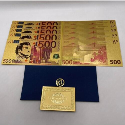 10pcs/Lot 500 Euro Qatar Gold Banknotes Souvenir Ticket Cards for Momery Collection and Gift