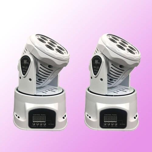 2 Pieces White Mini 7X12W RGBW 4IN1 LED Wash Moving Head Light DMX 9/14 Channels Full Color DJ Stage Lighting Disco Party Lights