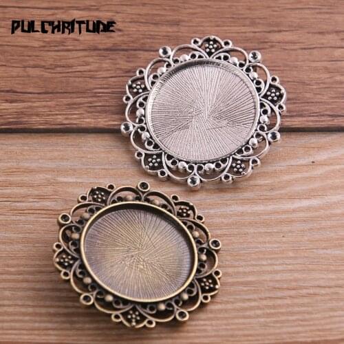 2pcs Vintage Two Color Round Cameo Filigree Cabochon Settings 39mm(Fit 25mm dia) Metal Photo Jewelry Making