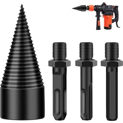 3pcs Removable Firewood Log Splitter Drill Bit Wood Splitter Drill Bits High Speed Twist Drill Bit Wood Drill For Woodworking