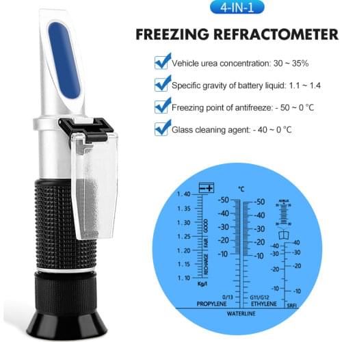 4 in 1 Engine fluid Glycol Freezing point Urea Adblue Car Battery Refractometer Automotive Antifreeze Refractometer 34% off