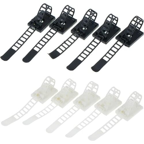 5pcs Adjustable Cable Clips Self-Adhesive Cable Wire Clamps Straps Cable Tie Fix Holder Clips For Car Festive Ornament