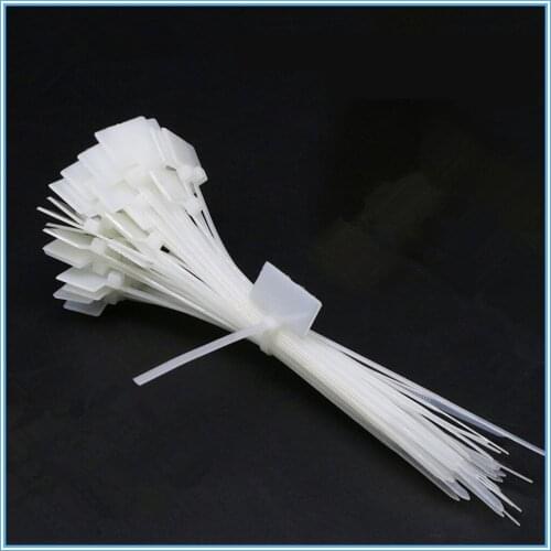 50Pcs Nylon Tie Tags Self-Locking Network Cable Zip Trim Wrap Loop Wire Straps Label