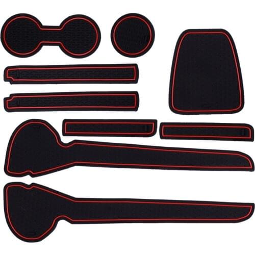 9pcs/set Non-Slip Dust Cup Door Slot Center Console Liner Trim Mat Pad fit for VW Polo GTI 2011 2012 2013 2014 2015 2016 2017