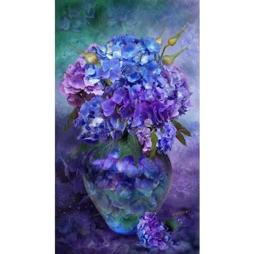 Diy diamond painting full square Large Hydrangea In Vase Purple Flowers 5d diamond embroidery sale rhinestones foamiran C549