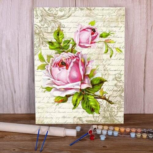 Flower Rose Painting By Numbers Package Acrylic Paints 50*70 Boards By Numbers Home Decoration Children Wall Art Drawing
