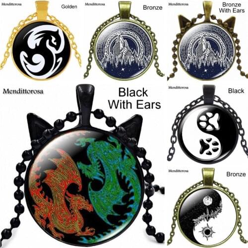 For Lovers Best Friendship Brand Lover Necklace Pendant Glass Silver Necklaces Jewelry Eight Diagrams Gossip