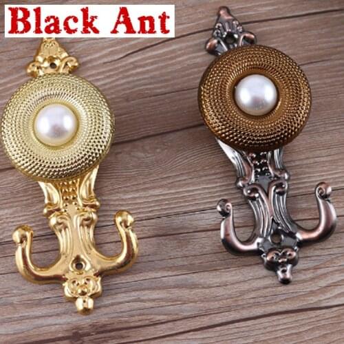 European Gold Wall Hook Curtain Accessories Window Decoration Plastic Metal Pearl Hook For Living Room Tieback Bandage T111#30