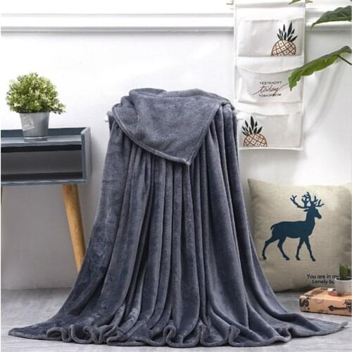 Soft Warm Coral Fleece Flannel Blankets for Beds Faux Fur Mink Throw Solid Color Sofa Cover Bedspread Winter Plaid Blankets