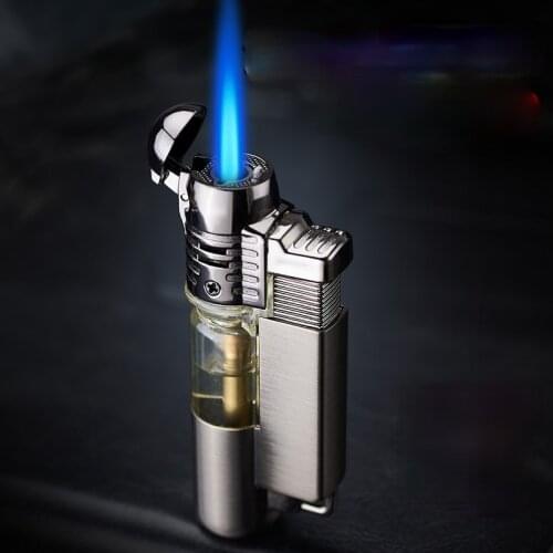 High Firepower Round Machine Straight Into Transparent Air Box Inflatable Straight Into Windproof Cigar Lighter Smoke Accesoires