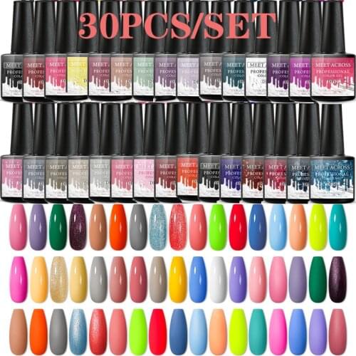 MEET ACROSS 30PCS Gel Nail Polish Set Nail Set For Gel Varnish For Nail Art Manicure Set Gel Polish Set For Nail All For Manicur