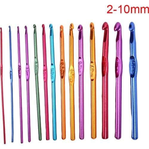 12/14 Pcs 2 mm - 10 mm Crochet Hook set for DIY knitting Loom Tool Multicolor Mixed Aluminum Crochet Hook Knit Needles Set