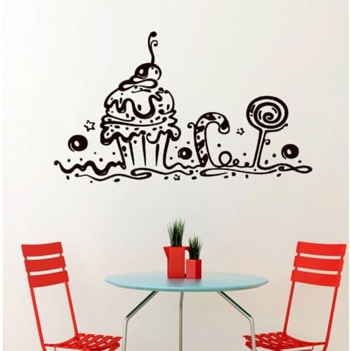 Bakery Shop Wall Sticker Cafe Kitchen Wall Decals Sweet Cake Cupcake Wall Art Murals Kids Room Decoration Nursery Poster
