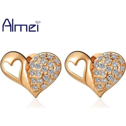 New Full Heart Earrings Stud Lady Oorbellen Silver Micro Pave CZ Zircon Fashion Vintage Jewelry Valentines Day Gift Ulove R452