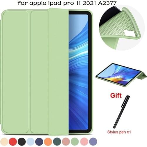 New Case for Apple IPad Pro 11 2021 A2377 PU Leather Trifold Stand PC Soft Back Smart Cover for Ipad Pro 11 3rd Generation Cover