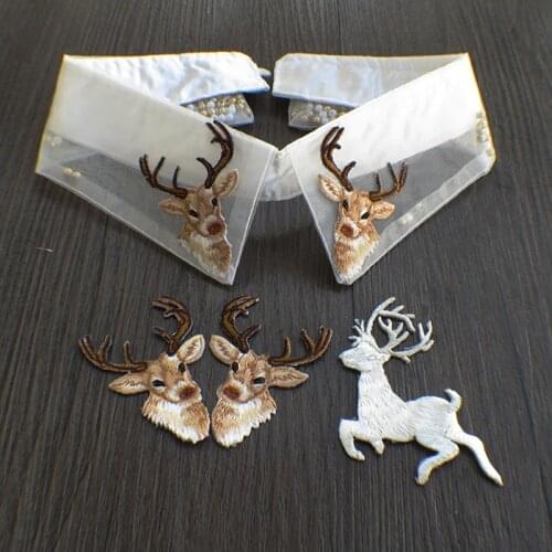 Christmas Collar Decoration Fabric DIY Fabric Applique Coffee Reindeer Elk Patches for Clothes Iron on Patches for Clothing