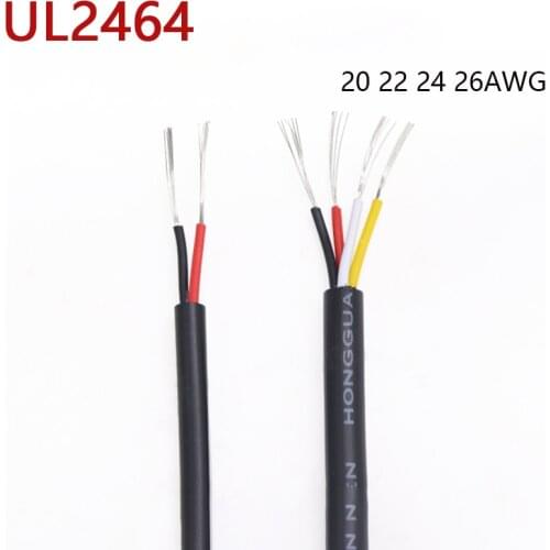 Black UL2464 PVC Signal Control Cord 20 22 24 26AWG Multi-Core Sheathed Power Cord 2/3/4Cores Tinned Copper