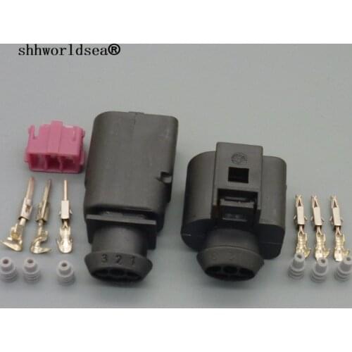 Shhworldsea 3 pin 1J0973803 1J0973703 Female Male 1.5mm Auto Temp Sensor Plug Deflation Valve Plug Waterproof Connector For VW