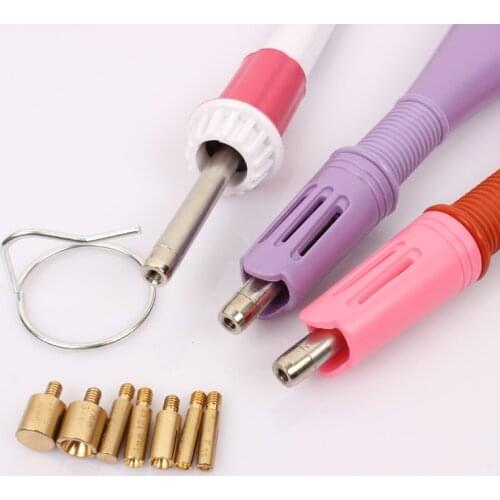 EU/US plug purple/pink/white 7 Tips 5 Seconds Fast Heated! Iron-on Hot Fix Rhinestone Applicator Wand Heat-fix Tool