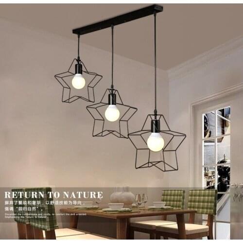 Nordic retro personality, wrought iron chandelier bar corridor restaurant bedroom window balcony stair stars lighting