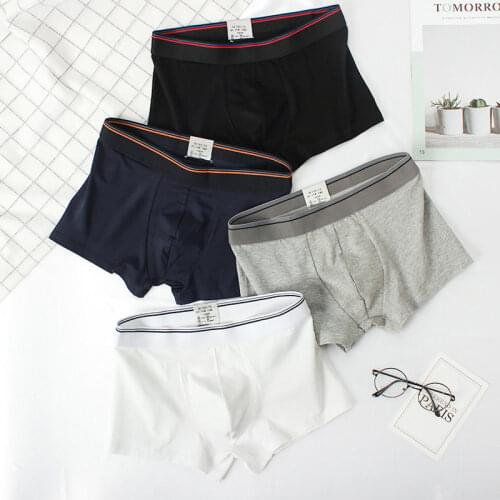 Trendy Brand Cotton Mens Underwear Mens Boxer Shorts Sexy Breathable Summer Youth Large Size Four-corner Boys Shorts Head