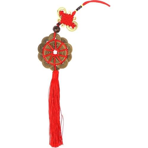 Good Fortune Charm Ancient I CHING Coins Lucky Red Chinese Knot FENG SHUI Set Prosperity Protection